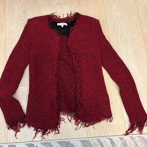 Iro Open Jacket in Red Cotton